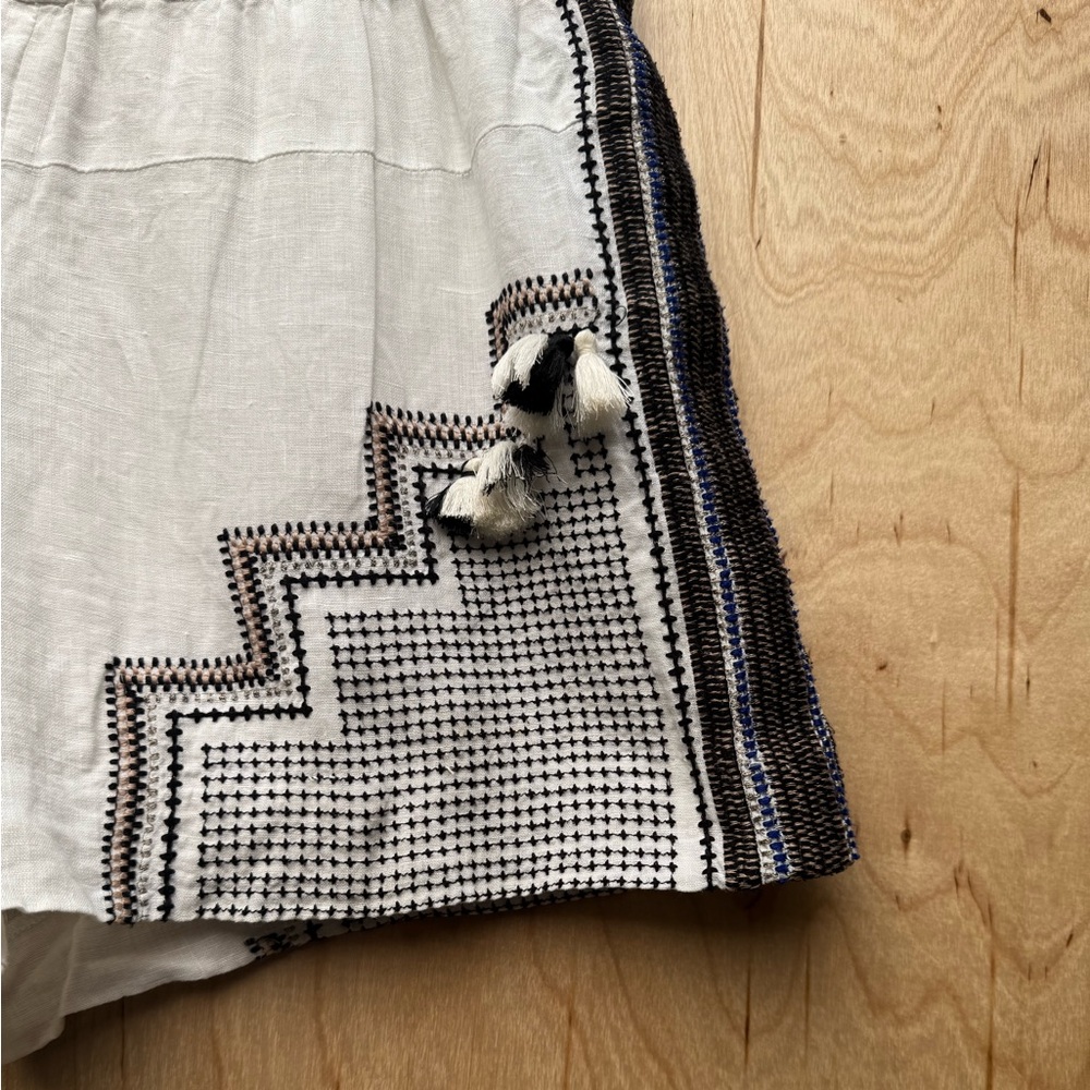 J CREW COLLECTION Mixed Matelasse Linen Shorts White M - Picture 6 of 9